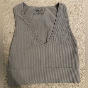 Garage Gray Ribbed V-Neck Top